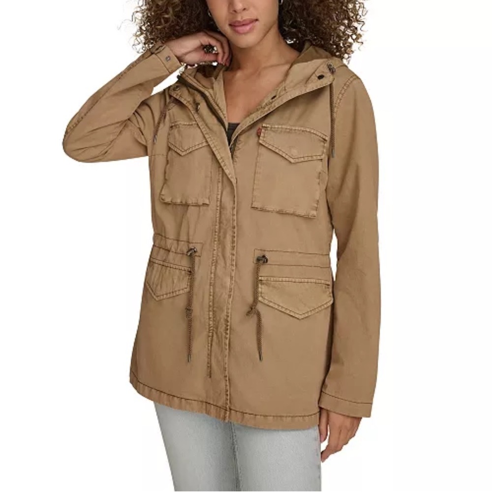 Levi's Women's Plus Four Pocket Hooded Military Jacket - Camel - Size XS